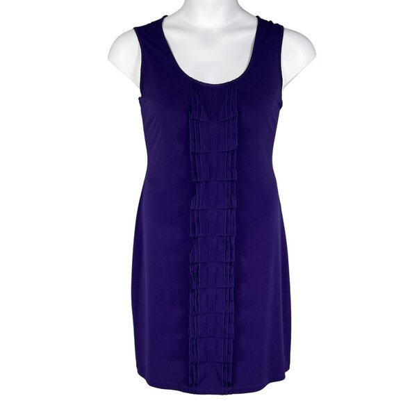 Calvin Klein NWT Womens 14 Purple Sleeveless Cascading Ruffles Dress Stretchy - Picture 1 of 15